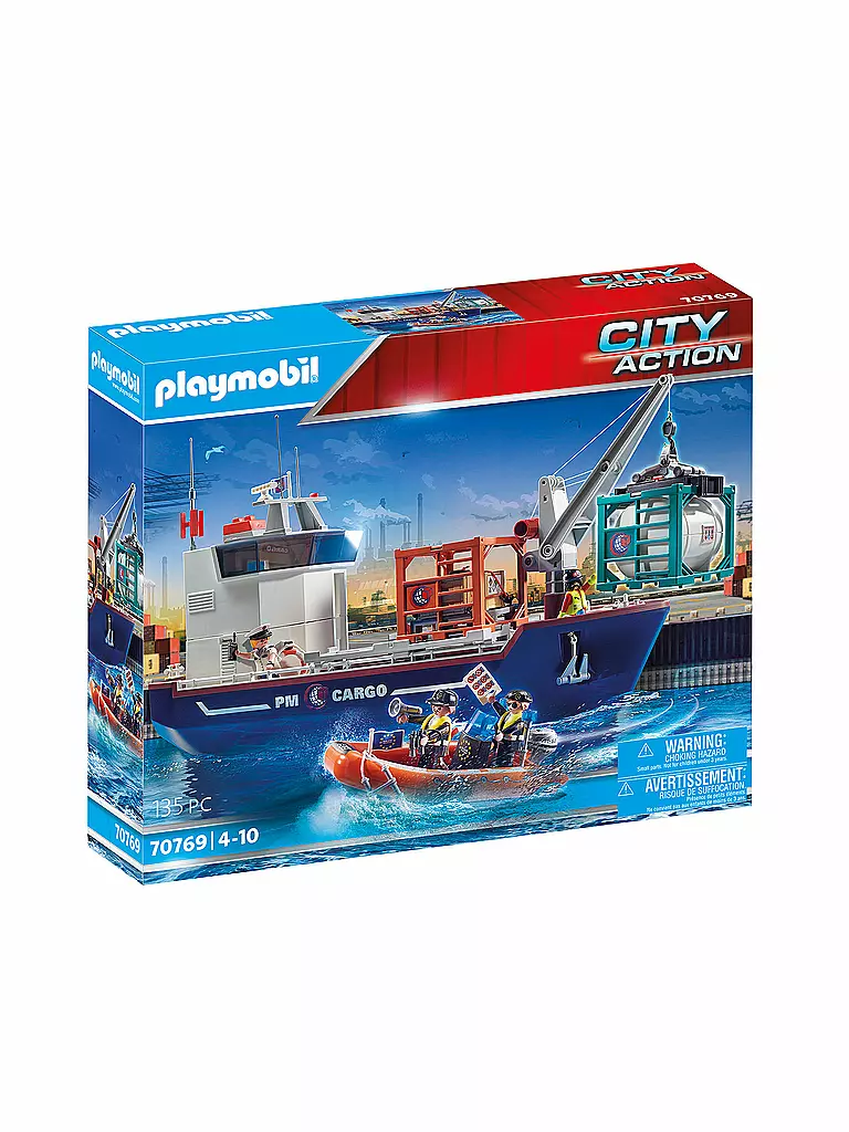 PLAYMOBIL Cargo GroBes Containerschiff mit Zollboot 70769 keine Farbe